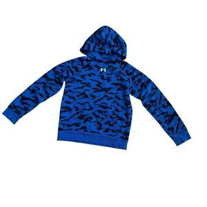 Under Armour Blue Rival Printed Boys Hoodie Pullover Camo Youth L